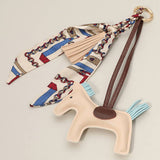 Vegan Leather Horse Tassel Scarf Keychain Bag Charm