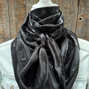 Black Jacquard Western Southwestern Wild Rag Scarf Accent