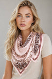 Beige Chain Print Square Scarf, 35.4 x 35.4 in