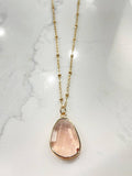 Precious Treasure Rose Gold Crystal Pendant Gold Necklace