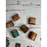 Western Southwestern Hat Hugger Wild Rag Slide Rectangle Flower Etched Concho