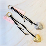 Puffy Big Heart Bag Charm Black Silver