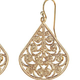 1928 Jewelry Filigree Teardrop Earrings Gold