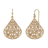 1928 Jewelry Filigree Teardrop Earrings Gold