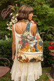 Stay Gold Linen Tote Bag | Boho Market Bag with Rabbits, Bees & Florals