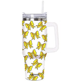 Yellow Softball Bows Printed Stainless Steel Tumbler 40 oz with Handle