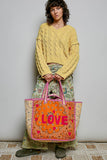 LOVE Bandana Quilted Tote Bag | Orange Multi