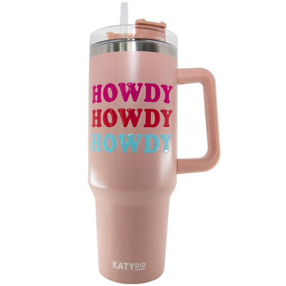 Howdy Western 40 Oz Insulated Stainless Steel Tumbler with Handle