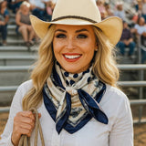 Navy & Cream Polka Dot Wild Rag Western Scarf, 35 Inch