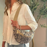 Vintage Look Floral Sling Crossbody Bag Indigo Bloom