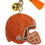 Bling Football Helmet Crystal Keychains Bag Charms Orange