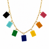 Mahjong Multi Tile Charm Necklace | 7 Tile Charms | Gold