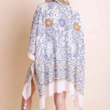 Touch of Morocco Tapestry Tassel Boho Kimono Wrap Shawl Ivory