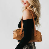 Sally Vegan Suede Barrel Shoulder Bag Camel
