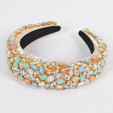 Multi-Stone Embellished Headband – Green, Ivory & Crystal