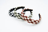 Checkered Headband Soft Fabric Padded Black White