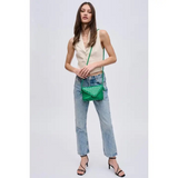 Kylo Woven Envelope Crossbody Bag Kelly Green