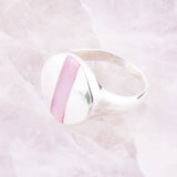 Pink Opal Sterling Silver Signet Ring – Circle Setting | Barse Jewelry