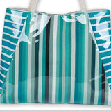 Coastal Stripe Shoulder Tote | Blue, White & Turquoise
