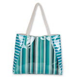 Coastal Stripe Shoulder Tote | Blue, White & Turquoise