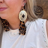 Concho Rodeo Western Cowgirl Earrings Brown Black Leopard