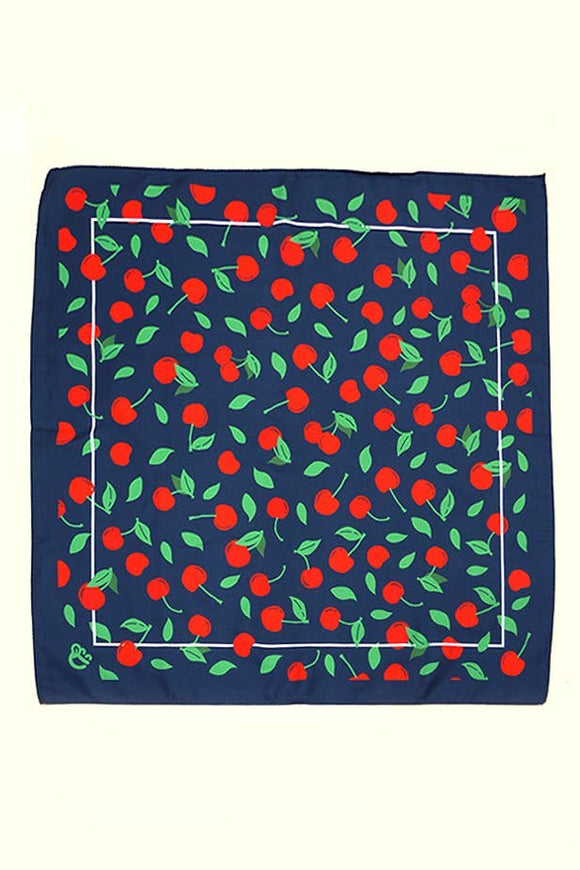 Lightweight Silky Cherry Bandana Scarf