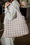 Sand Quilted Puffer Tote Bag