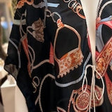 Satin Feel Kimono Ruana Wrap Beach Coverup with Tie Black