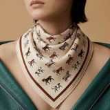 Equestrian Horse Print Satin Square Scarf | Classic Preppy | Noble Blush