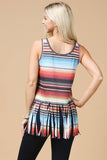 Sasha Serape Print Sleeveless Fringe Knit Top | Multi