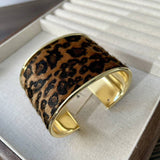 Leopard Print Open Wide Cuff Bracelet