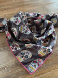 Charcoal Sugar Skulls Western Southwestern Wild Rag Scarf Accent