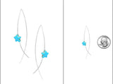 Western Turquoise Stone Hook Threader Star Earrings