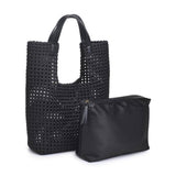 Zenith Zen Black Hand-Woven Knot Tote with Zip Pouch