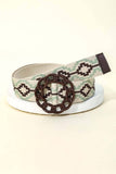 Boho Woven Belt with Round Chain Buckle Brown