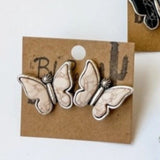 Butterfly Stone Earrings White