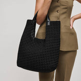 Zenith Zen Black Hand-Woven Knot Tote with Zip Pouch