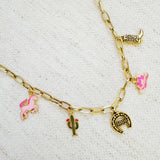 Yeehaw Cowgirl Rodeo Charm Necklace Western Icons