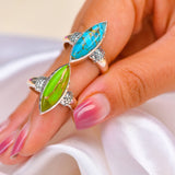Blue Copper Turquoise Ring | 925 Sterling Silver | Artisan Boho | Handcrafted