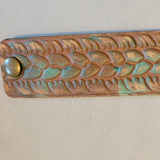 Western Boho Layering Hand Tooled Leather Bracelet Ivory Turquoise Brown