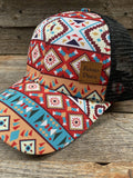 Multicolor Southwest Western Aztec Trucker Ponytail Hat