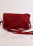 Liz 3 Compartment Crossbody Bag Metallic Crimson