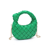 Nadia Woven Knotted Handle Purse Crossbody Bag Kelly Green