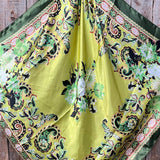 Green Floral Paisley Printed Western Southwestern Wild Rag Scarf Accent