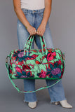 Mint & Multicolored Floral Duffel Bag