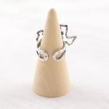 Rhinestone Bluebonnet Texas Cuff Ring - Silver