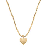 Macy Heart Pendant with Ball Bead Chain Necklace in Worn Gold