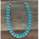 Acrylic Chain Link Neon Necklace Blue