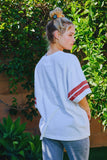 Texas Print V-Neck Football Tee White & Red