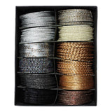 Black with Iridescent Glitter Thin Metal Bangles Metallics Stack of 6